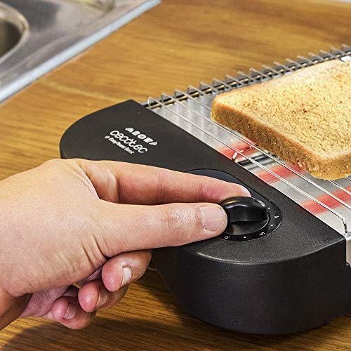 Cecotec Tostador Plano Horizontal Turbo EasyToast Basic. 900 W de potencia con 6 Niveles, 3 Resistencias de Cuarzo, Bandeja Recogemigas y Hueco Recogecables, indicador Luminoso, Negro